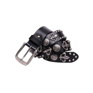 Cinturón de Cuero Negro con Adornos Góticos